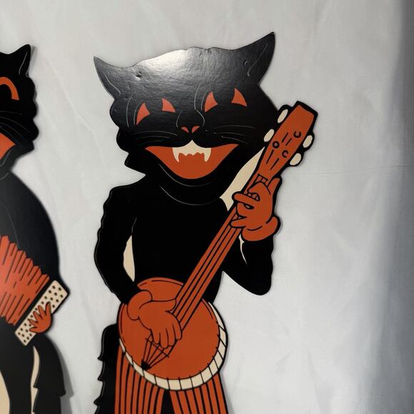 Beistle Scat Cats Cutouts Lot Of Three 1941, 2012 Remake Kitschy Fall Halloween - Picture 2 of 15